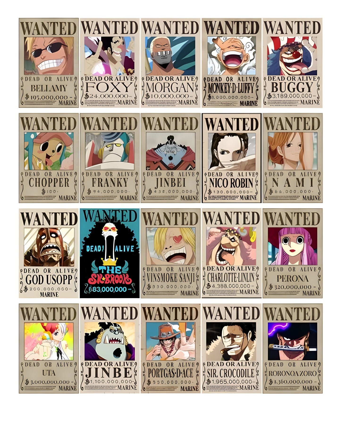 One Piece Wanted Poster Pack (24 Posters)