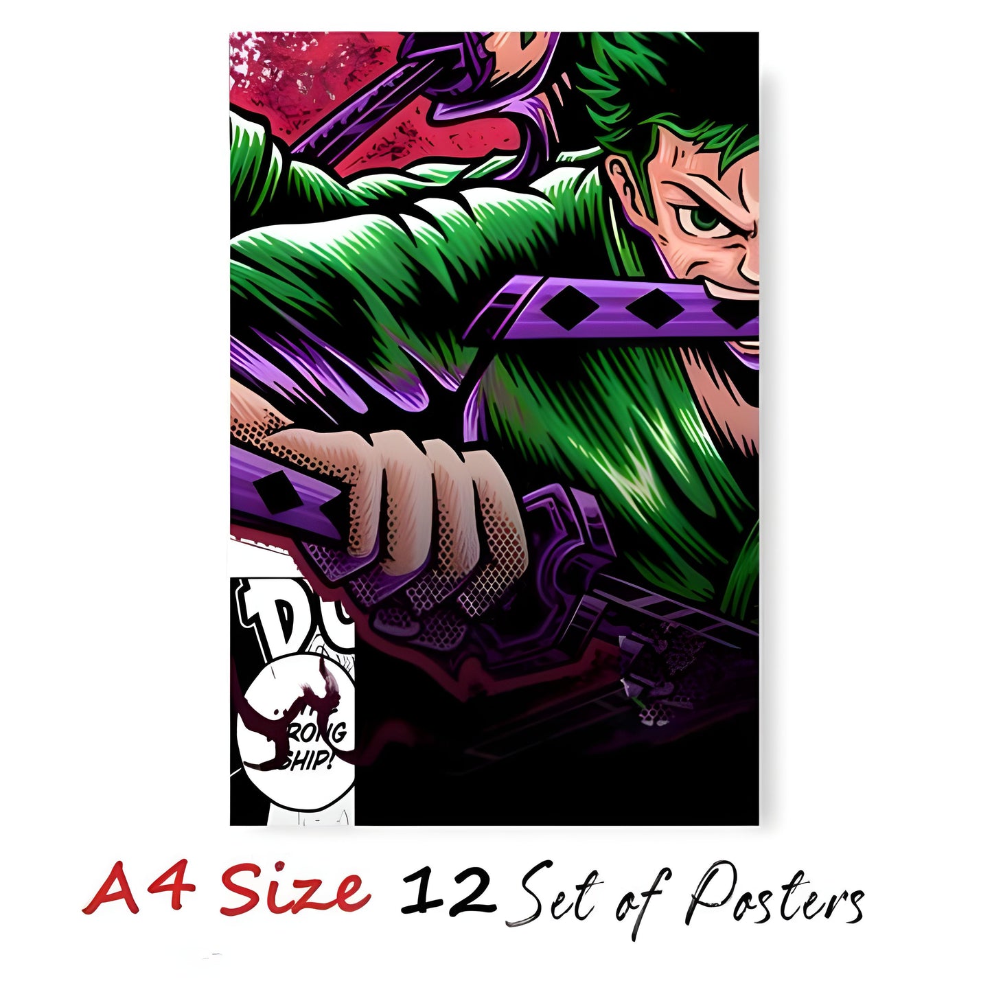 Roronoa Zoro Manga Theme Mosaic Poster Set (12 Posters)