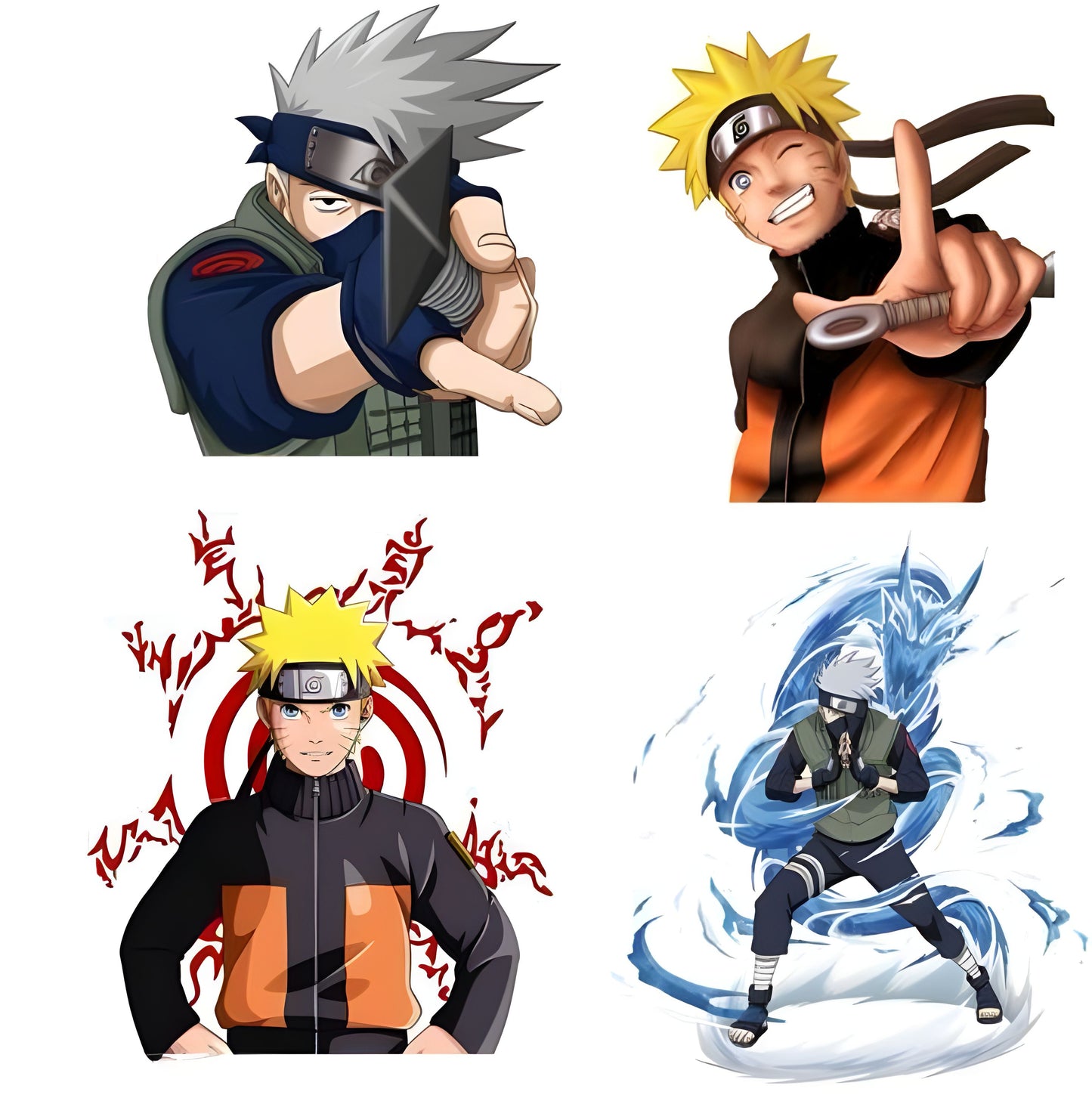 Naruto Uzumaki and Kakashi Hatake Wall Stickers (Pack of 4)