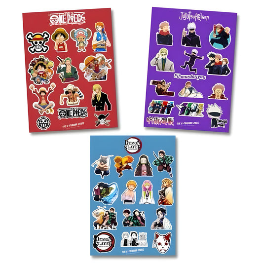 Demon Slayer, One Piece & Jujutsu Kaisen Mini Stickers (Pack of 45)