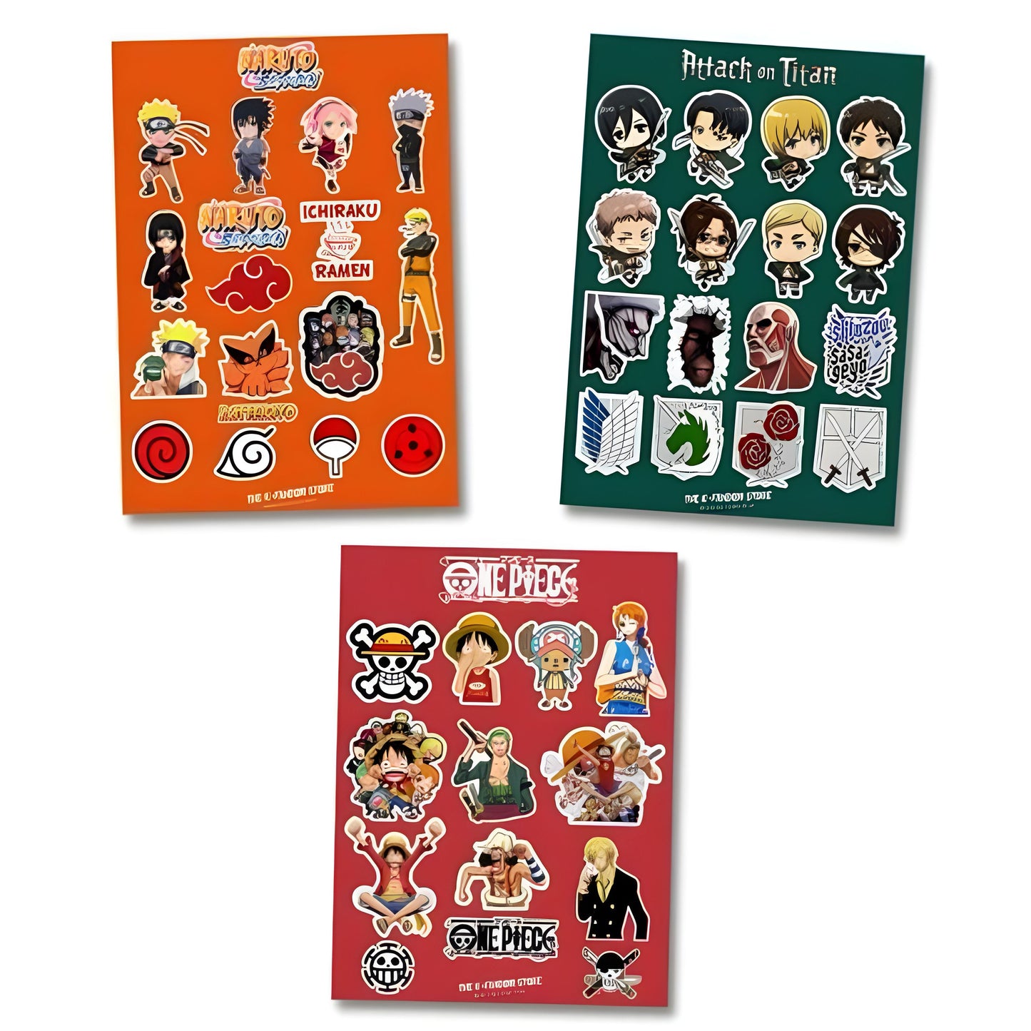 Naruto, AOT & One Piece Mini Stickers (Pack of 45)