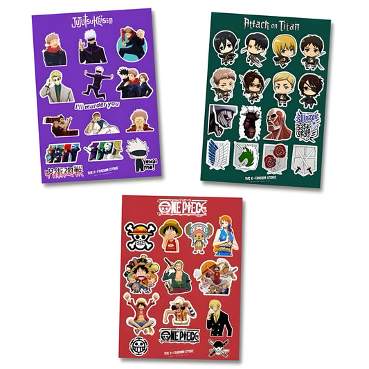 JJK, AOT & One Piece Mini Stickers (Pack of 45)